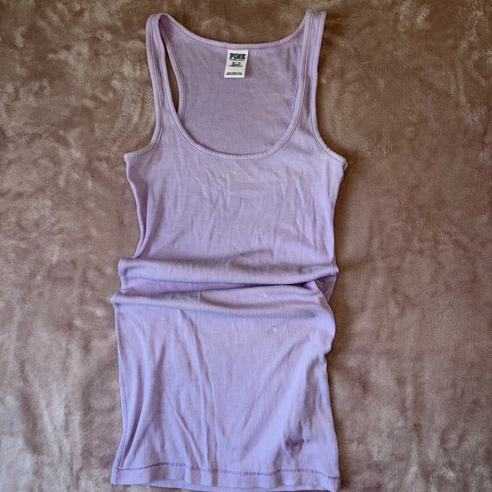 PINK Victoria's Secret Ribbed Racerback Tank Top Lilac Purple XS Sleepwear